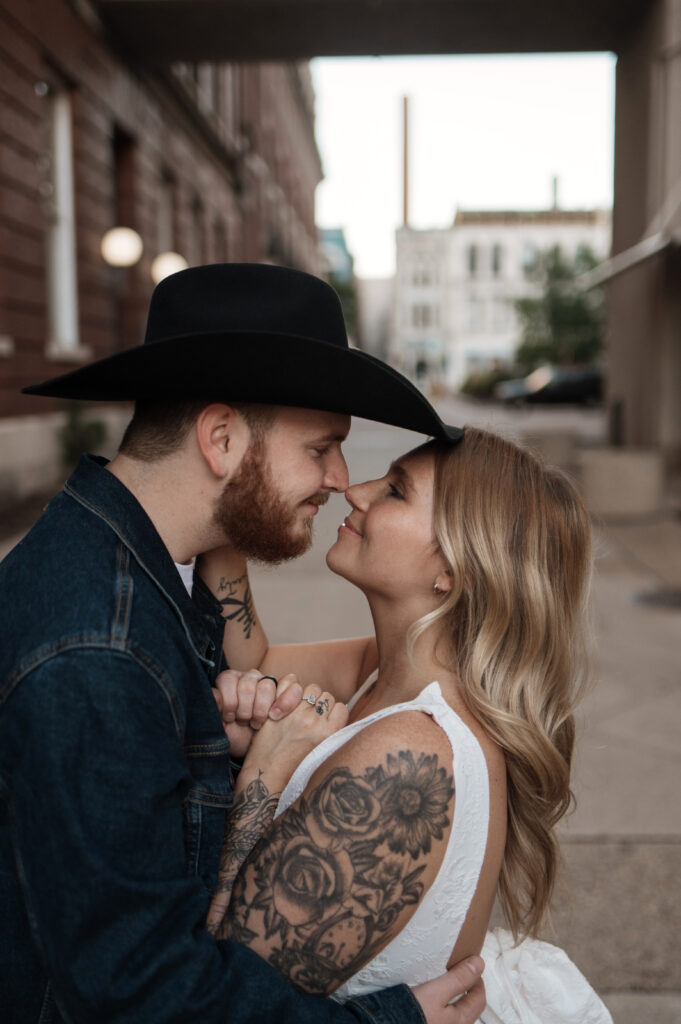 Bride and groom portraits Louisville courthouse elopement